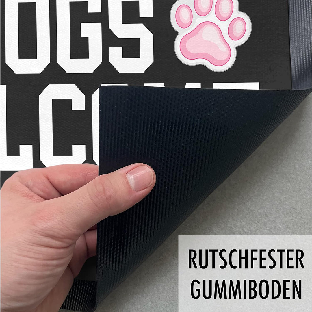 Trendation - Dogs Welcome People Tolerated Lustige Hunde Besitzerin Fussmatte Geschenk 60x40 cm