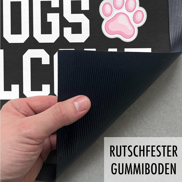 Trendation - Dogs Welcome People Tolerated Lustige Hunde Besitzerin Fussmatte Geschenk 60x40 cm