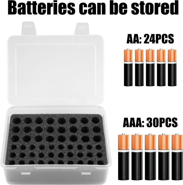 Batterie Aufbewahrungs Organizer, Dedizierten Batteriebox für 54 AAA AA Batterien, Sichere Lagerung,