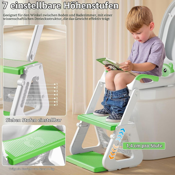 Toilettensitz Kinder mit Treppe,Kinder WC Sitz Toilette für Kinder mit Gepolstertem Sitz,Höhenverste