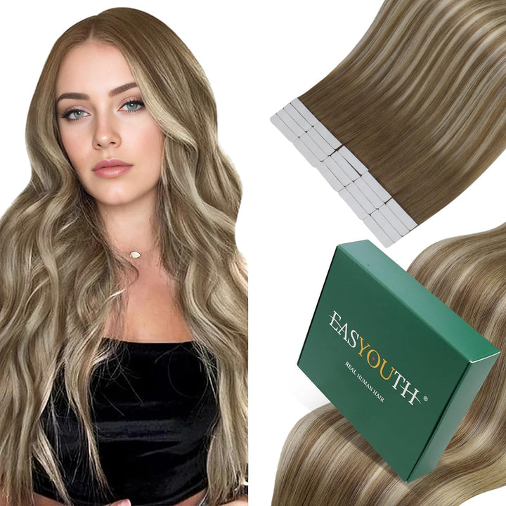 Easyouth Balayage Tape in Echthaar Extension Tape on Haarverlangerung Remy Menschenhaar Tape Extensi