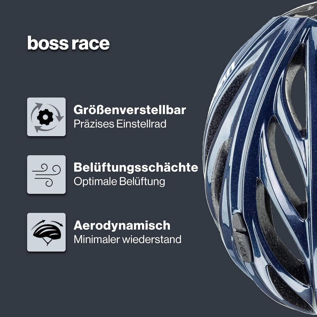 uvex boss race - sicherer Performance-Helm für Damen und Herren - individuelle Grössenanpassung - op
