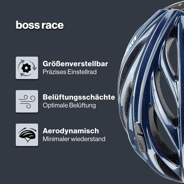 uvex boss race - sicherer Performance-Helm für Damen und Herren - individuelle Grössenanpassung - op