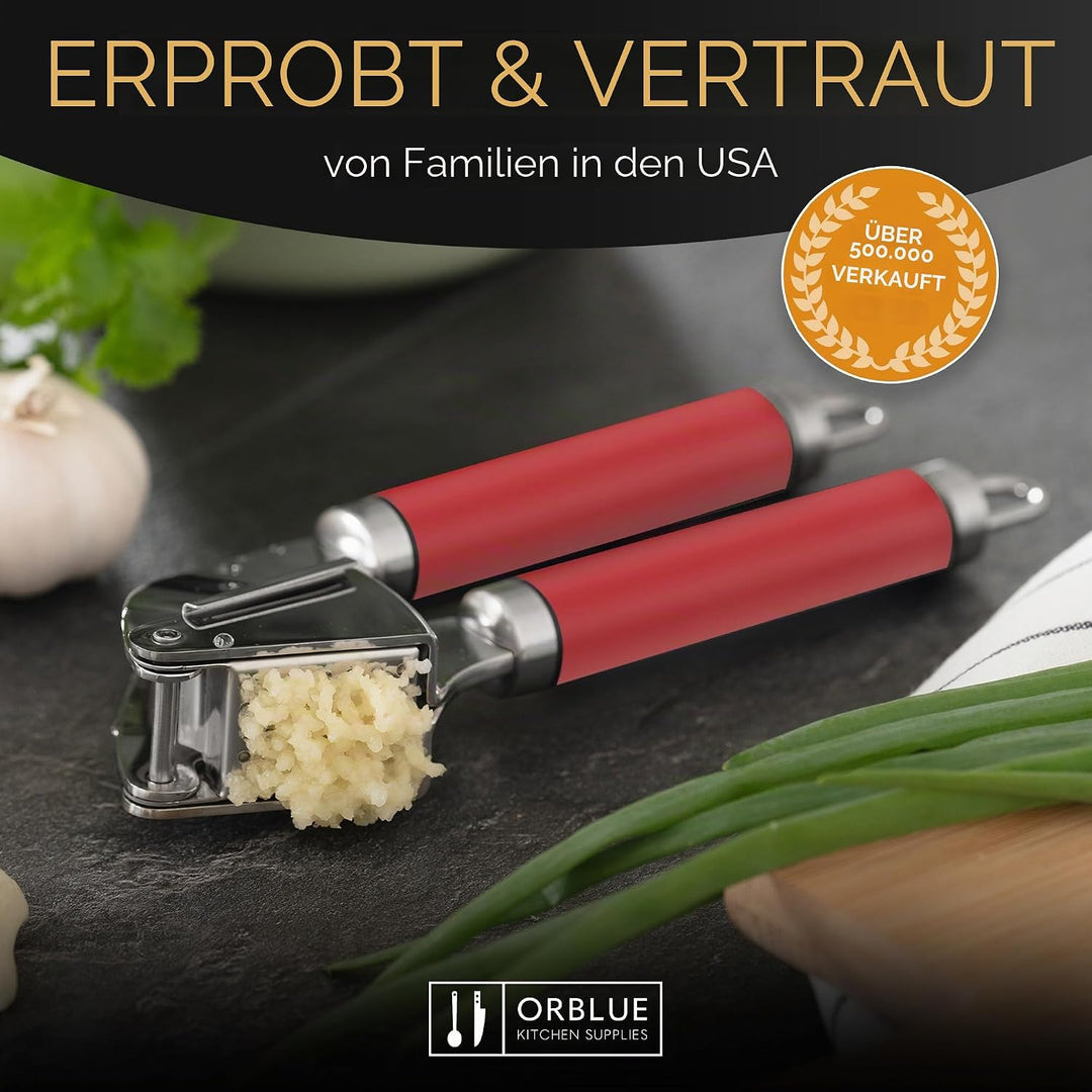 ORBLUE knoblauchpresse edelstahl [Premium] – knoblauch presse Professionelle Qualität, leicht zu rei