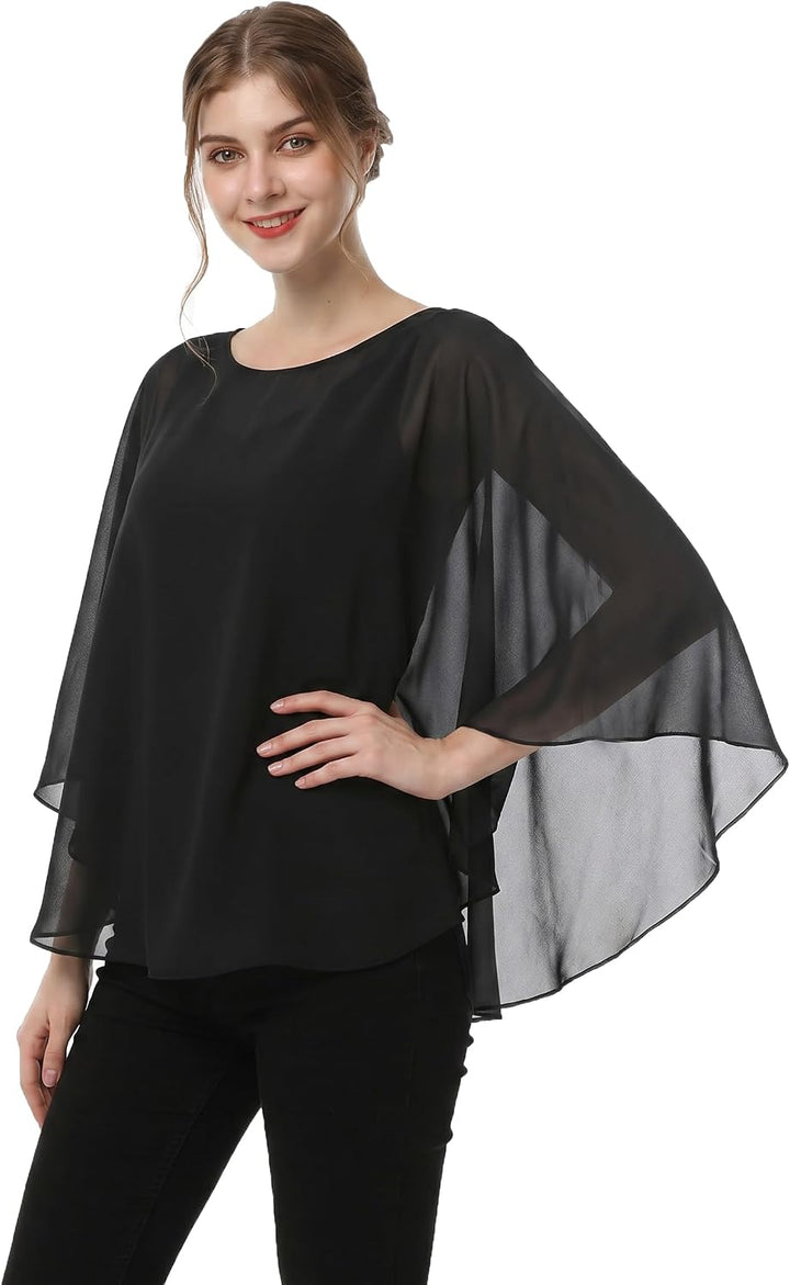 Capes for Womens Casual chiffon shawl Casual Chiffon Cape Sheer cape shawls and wraps Poncho Capelet