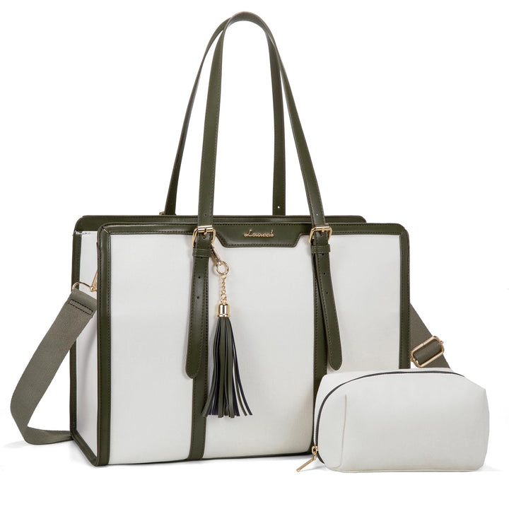 LOVEVOOK Laptop Handtasche Damen 15,6 Zoll Tote Shoulder Crossbody Bag Gross Canvas Shopper Tasche E
