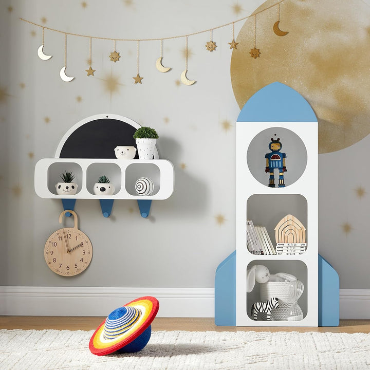 SoBuy KMB86-W Kindergarderobe mit 1 halbrunden Tafel Kinderregal Bücherregal für Kinder Wandregal Hä
