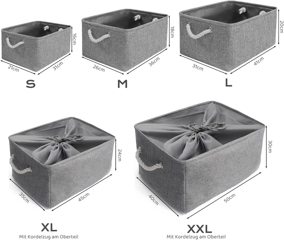 Mangata Aufbewahrungsboxen Stoff, Faltbare Aufbewahrungskorb grau mit Griffen, 3er-Pack (grau, Gross