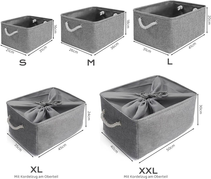 Mangata Aufbewahrungsboxen Stoff, Faltbare Aufbewahrungskorb grau mit Griffen, 3er-Pack (grau, Gross