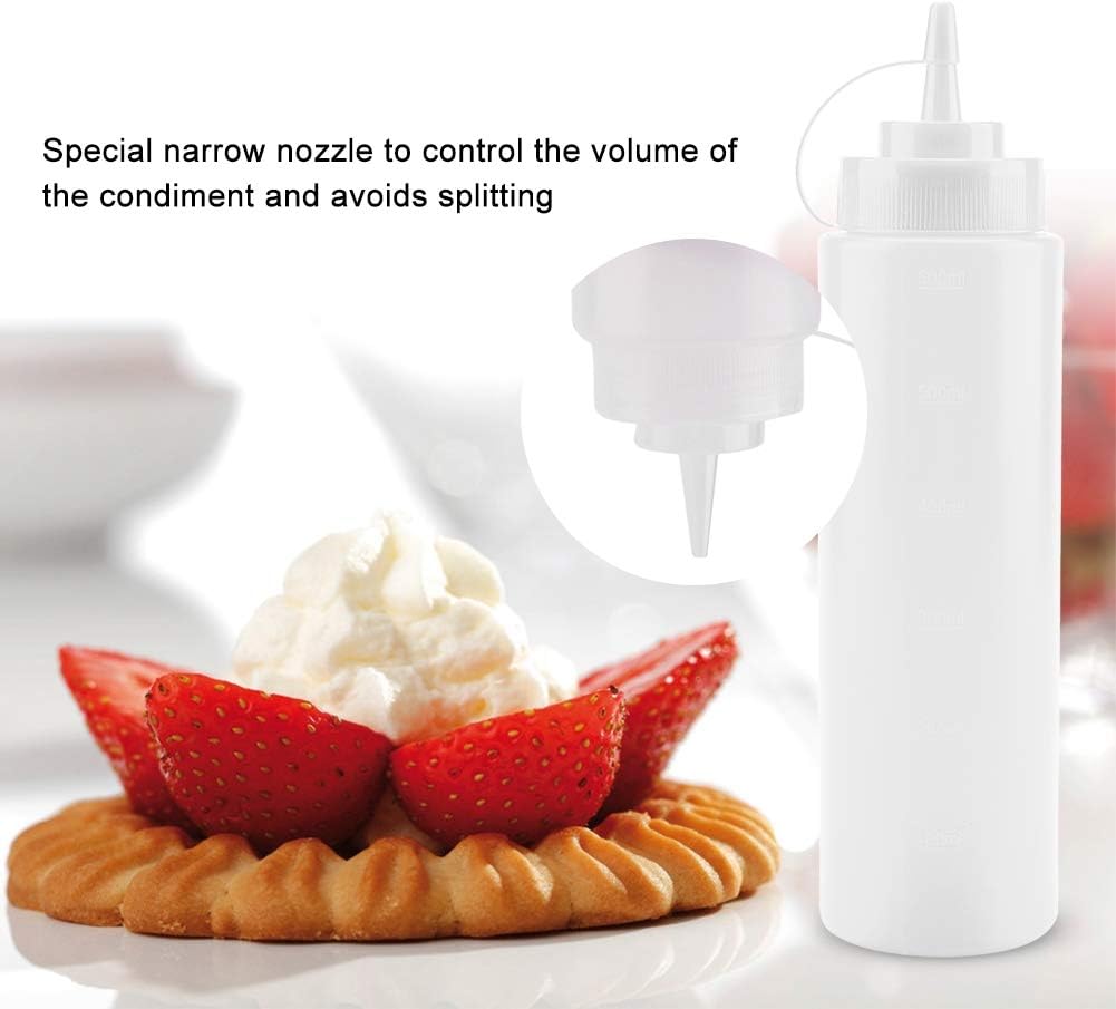 FOUF Squeeze-Flasche, Squeeze-Gewürzflaschen aus Kunststoff, Gewürzspender für Saucen-Ketchup(Weiss)