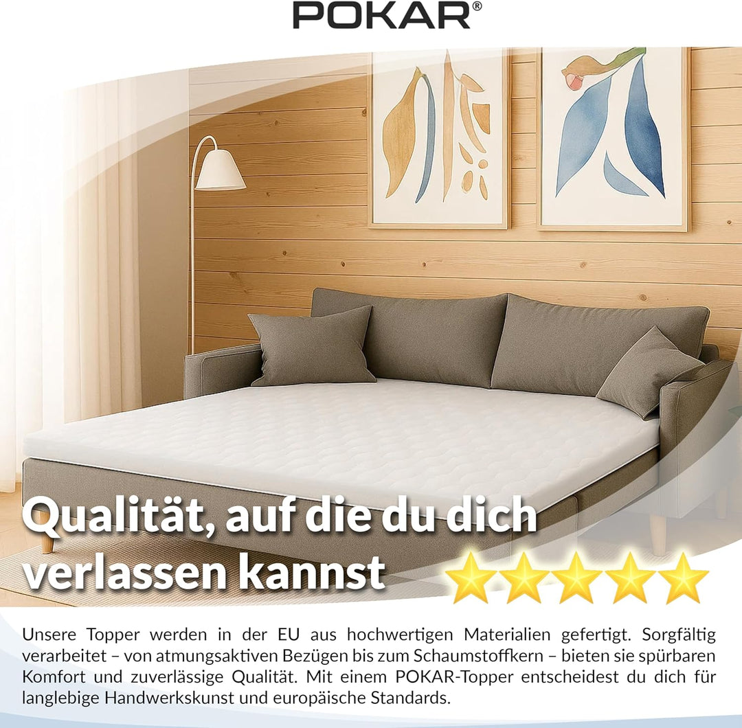 POKAR Matratzentopper Matratzen Topper Matratzenauflage Matratzenschoner für Matratze Waschbar und f