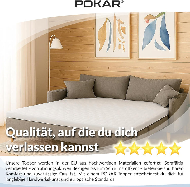 POKAR Matratzentopper Matratzen Topper Matratzenauflage Matratzenschoner für Matratze Waschbar und f