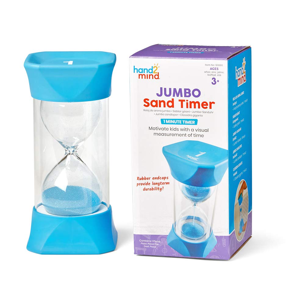 Learning Resources Jumbo-Sanduhr, 1-Minute-Sanduhr mit gummierten weichen Endkappen, für ruhige Paus