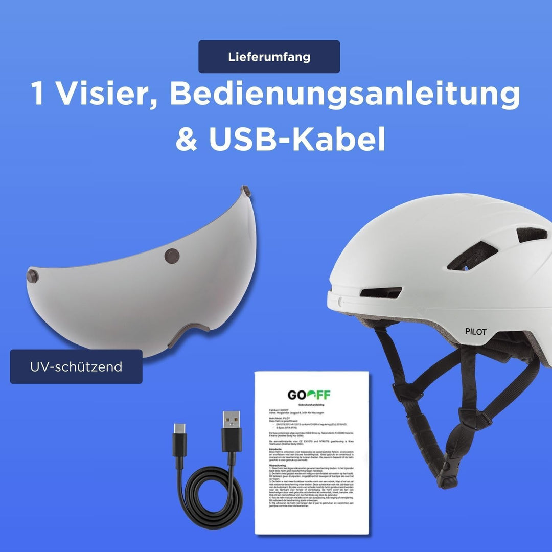 GOOFF Pilot S-Pedelec Helm - Schutz für schnelle E-Bike Fahrten – Fahrradhelm mit Visier und Licht –
