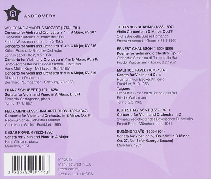 The Art of Arthur Grumiaux, Audio-CD
