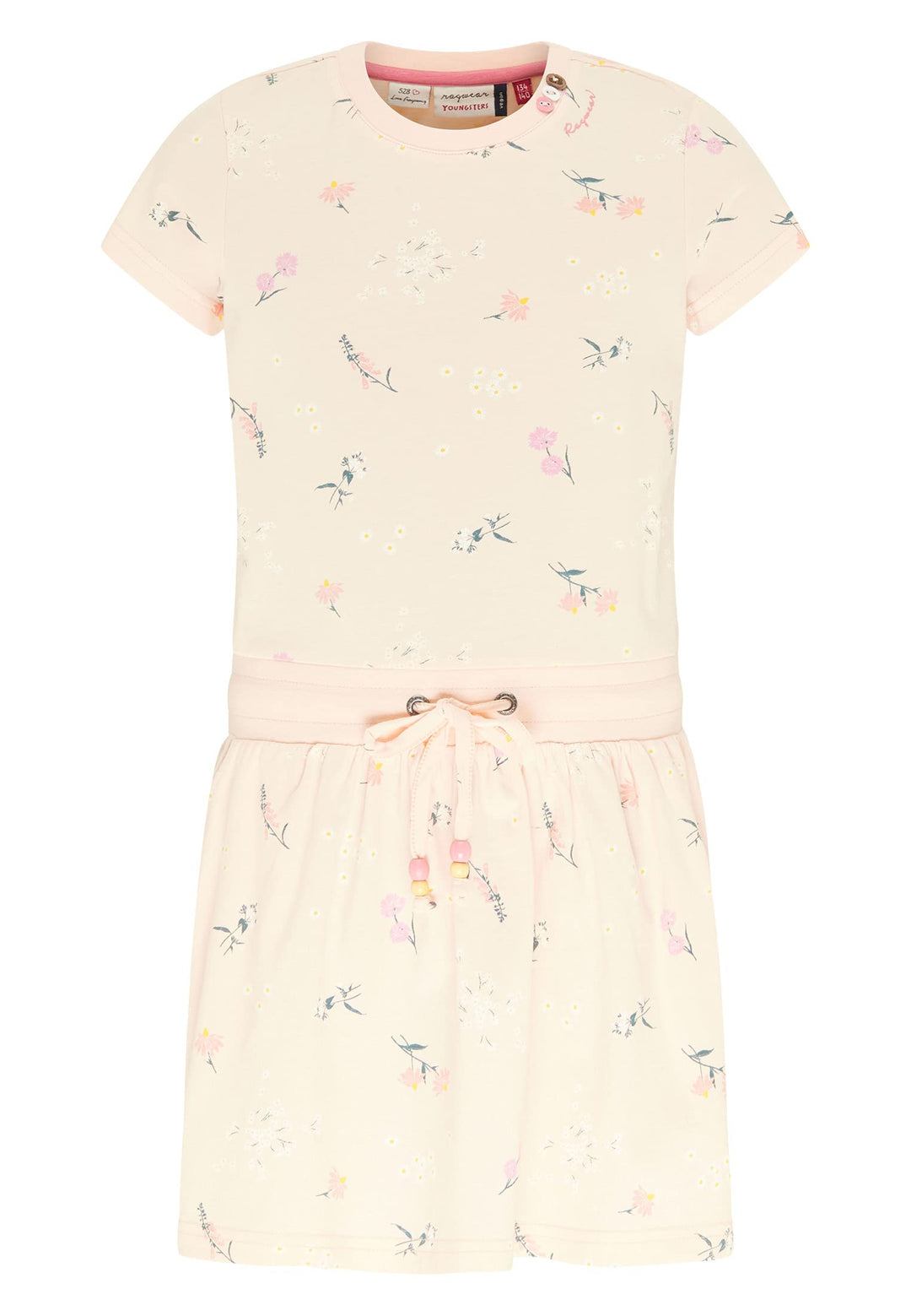 Ragwear Mädchen Kleid MAGY Flowers, Sommerkleid Kurzarm Blumen-Muster Streetwear-Look 152 Hell-pink,