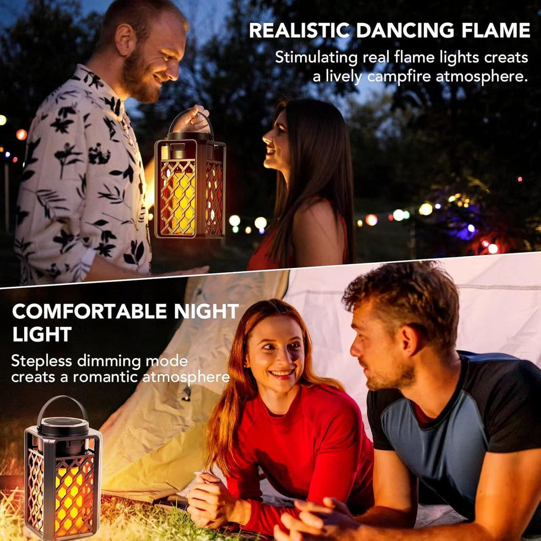 Bluetooth Lautsprecher mit LED Flammenlicht, Tragbare Outdoor Lautsprecher, IP65 Wasserdicht, Stereo