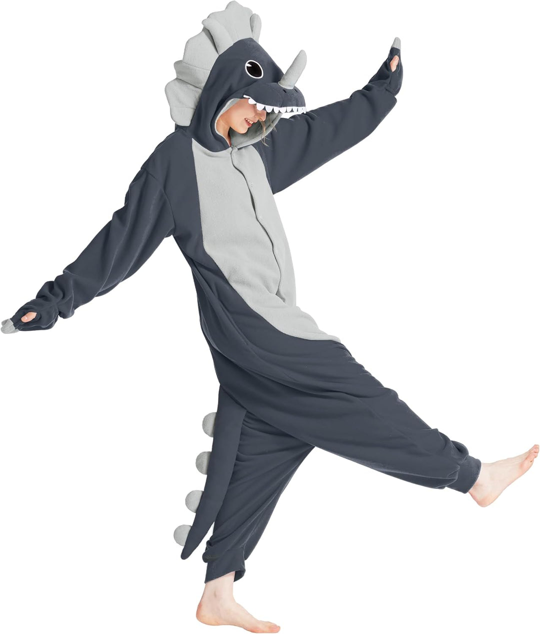 Loiahoer Unisex Erwachsene Triceratops Onesie Kostüm Pyjama Dinosaurier Drache Halloween Cosplay Kos