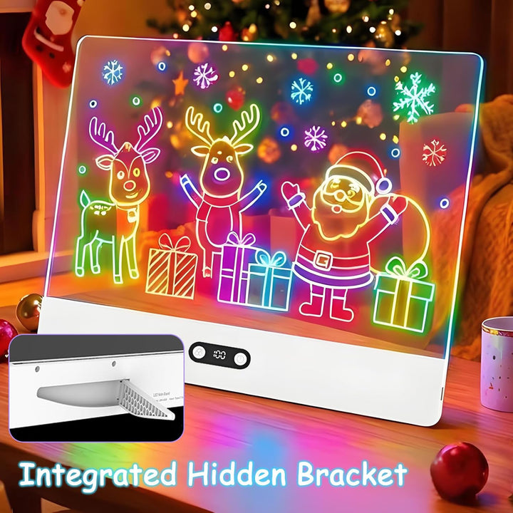 LED Zeichenbrett,Wiederaufladbare Led Zeichenbrett für Kinder mit 8 Farben,3 Modi,35x26cm Neon Art T