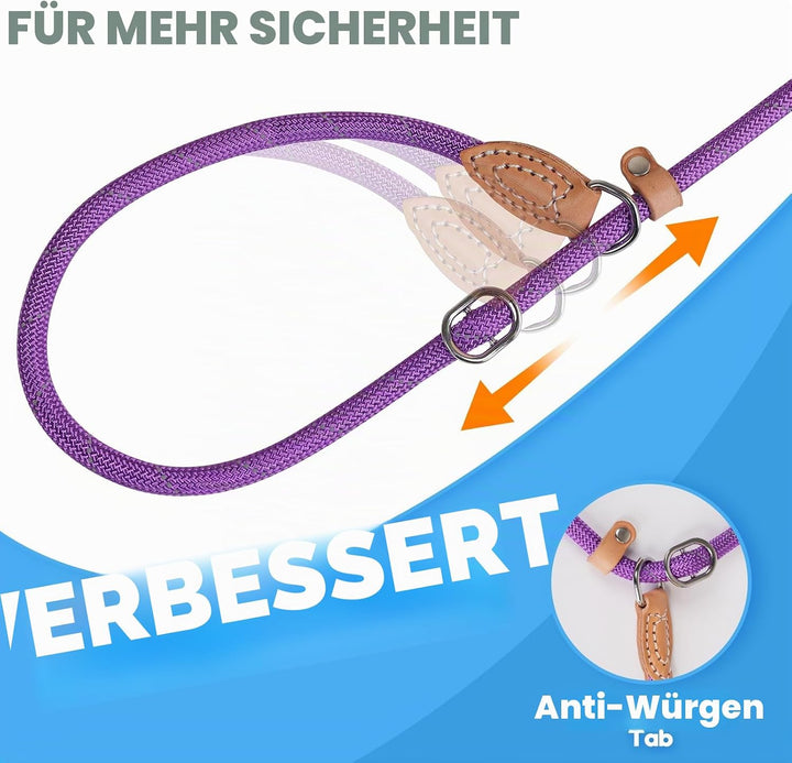 Grand Line Retrieverleine mit Zugstopp, 150 cm Moxonleine Reflektierende Hundeleine, Sicher Dauerhaf