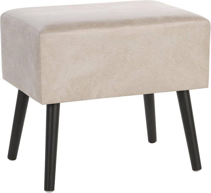 Beliani Nachttisch mit 1 Schublade Beige Kunstleder 1 Schubladen Lustiger, Beige