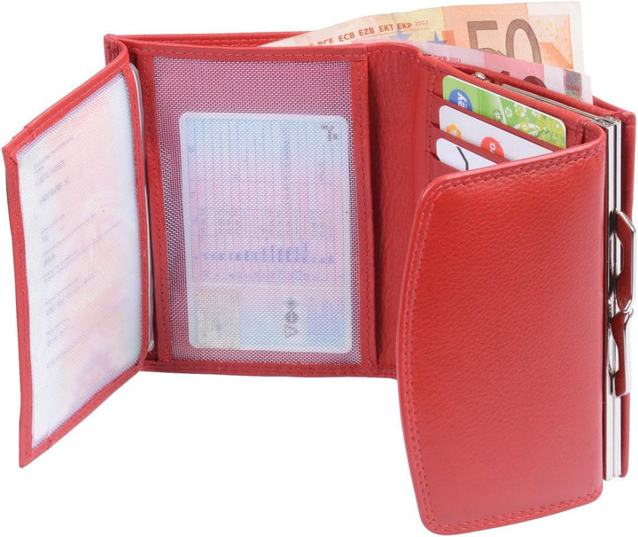Damenknipsbörse LEMONDO in Echt-Leder, rot, 10x12cm