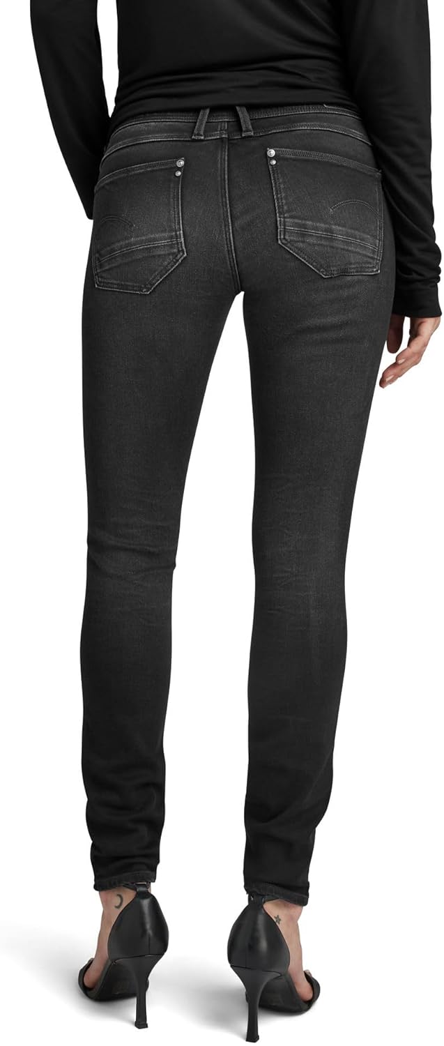 G-STAR Damen Lynn Mid Waist Skinny Jeans 23W Schwarz (Dusty Grey D06746-b472-a799), 23W Schwarz (Dus