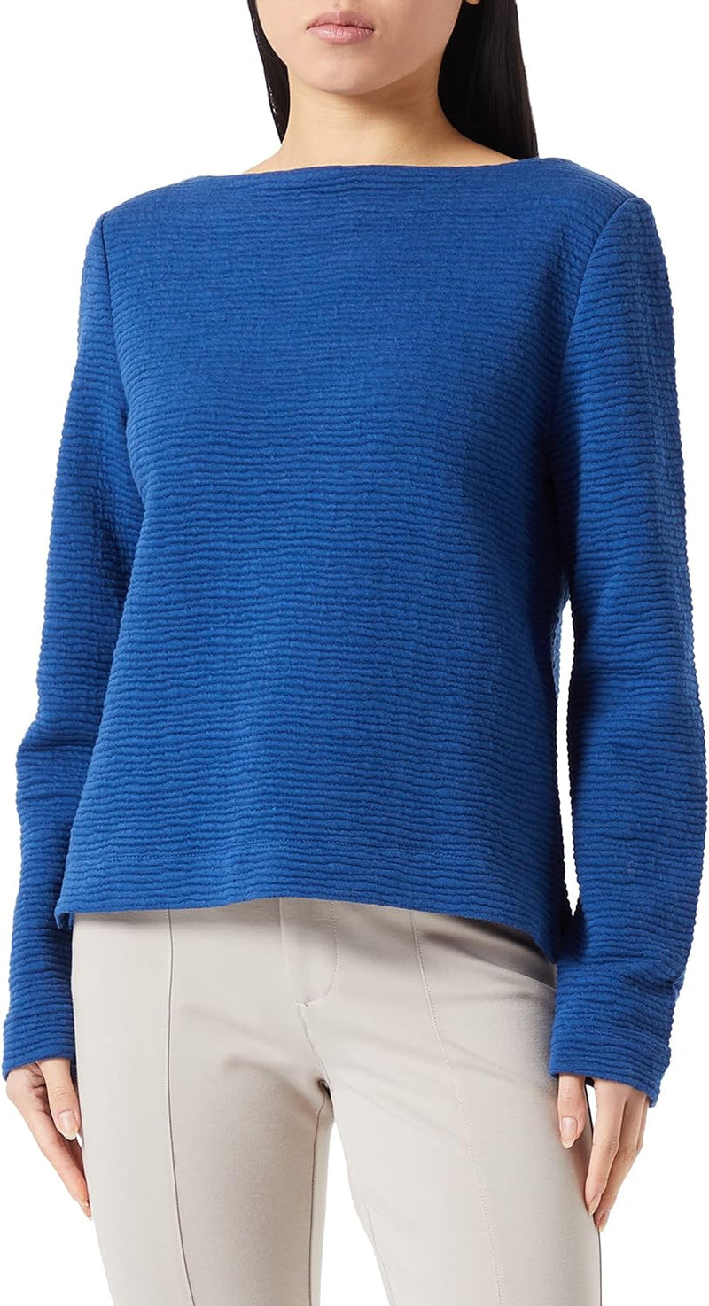 s.Oliver Damen Sweatshirt mit Musterstruktur 32 Blau, 32 Blau