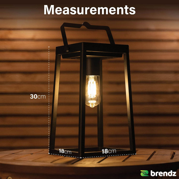 Brendz Tischlampe Solar Outdoor, Solar laterne für Aussen IP44, Akku aufladbar über USB-C, Gartendek