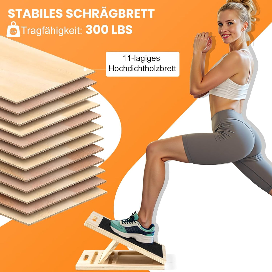 2 in 1 Wadendehner Balance Board erwachsene Schrägbrett aus Holz Gleichgewichtstrainer balanceboards