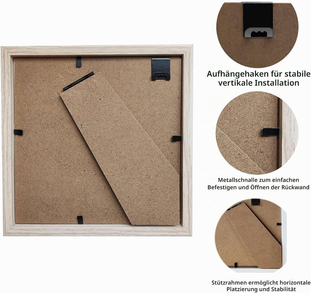 sunmeg 2Pcs 3D Bilderrahmen zum Befüllen 14 x 14cm Bilderrahmen Tief 3D Objektrahmen Hölzern bis 3cm