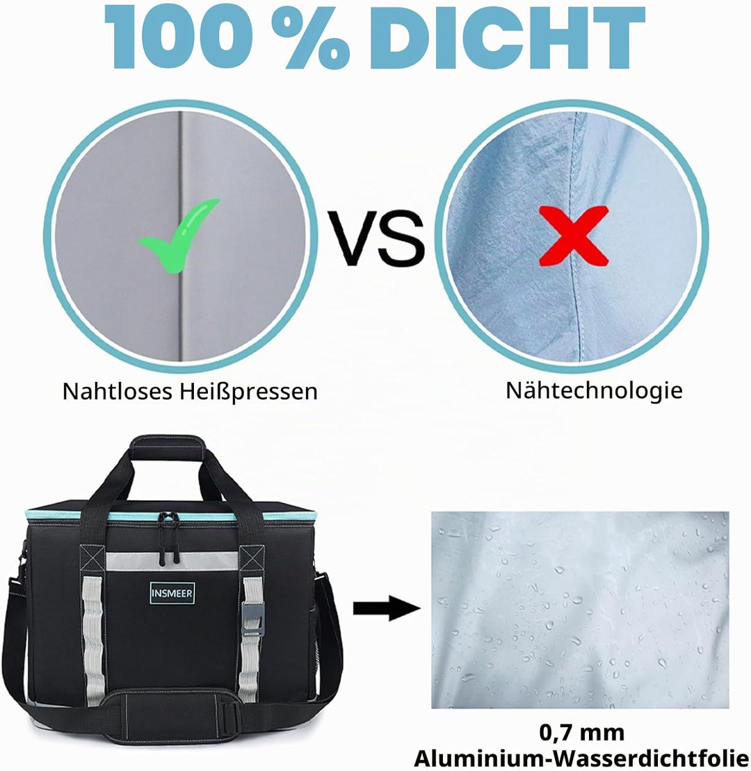 INSMEER 48L/25L Grosse Kühltasche Faltbare, 65/32 Can Kühltasche Gross Thermotasche Isoliertasche, X