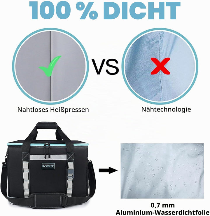 INSMEER 48L/25L Grosse Kühltasche Faltbare, 65/32 Can Kühltasche Gross Thermotasche Isoliertasche, X