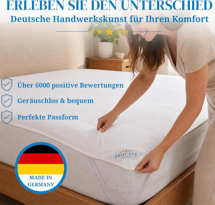 PROCAVE® Matratzenschoner 110x190 cm wasserdicht | Atmungsaktiver Matratzentopper mit Nässeschutz |
