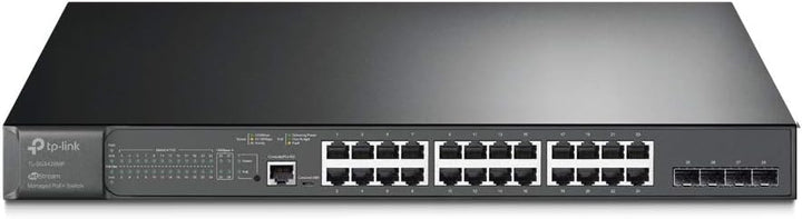 TP-Link TL-SG3428MP 28-Port Gigabit L2+ Managed Switch mit 24 PoE+ Ports Schwarz, v2.0 & ER605 5 Por