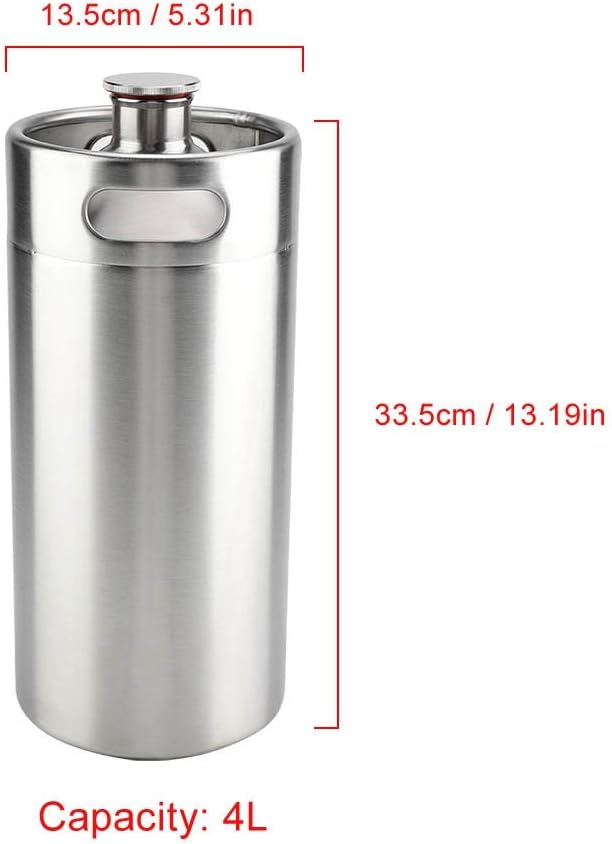 Mini-Bierfass aus Edelstahl, 4 l, mit Spiraldeckel, tragbares Bierfass für Zuhause, Hotel-Zubehör