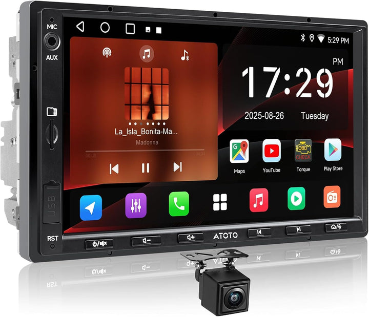 ATOTO A5 Doppel din Radio Android, 7 Zoll Touchscreen Digital Media-Receiver,Wireless CarPlay und An
