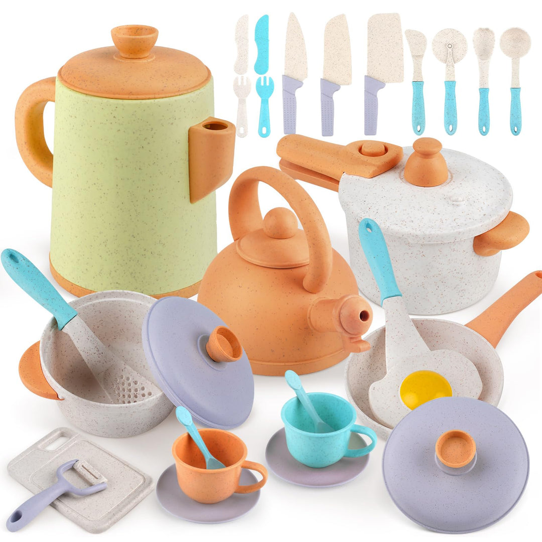 Dreamon Matschküche Zubehör Outdoor Kinderküche Spielküche Zubehör Kinder Töpfe Und Pan Set 31PCS Kü