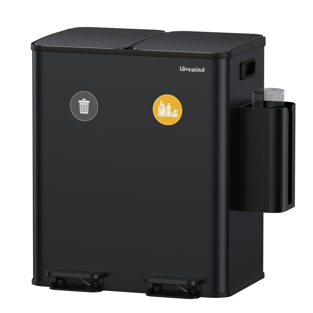 lovewind Mülleimer Küche,2 x 20 L Mülltrennsystem 2 Fächer,Abfalleimer Küche mit Softclose-Deckel un