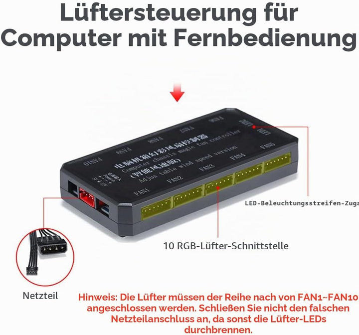 Diyeeni Computer Lüftersteuerung mit Fernbedienung, 15 m RF Funkfernbedienung Lüftersteuerung mit An