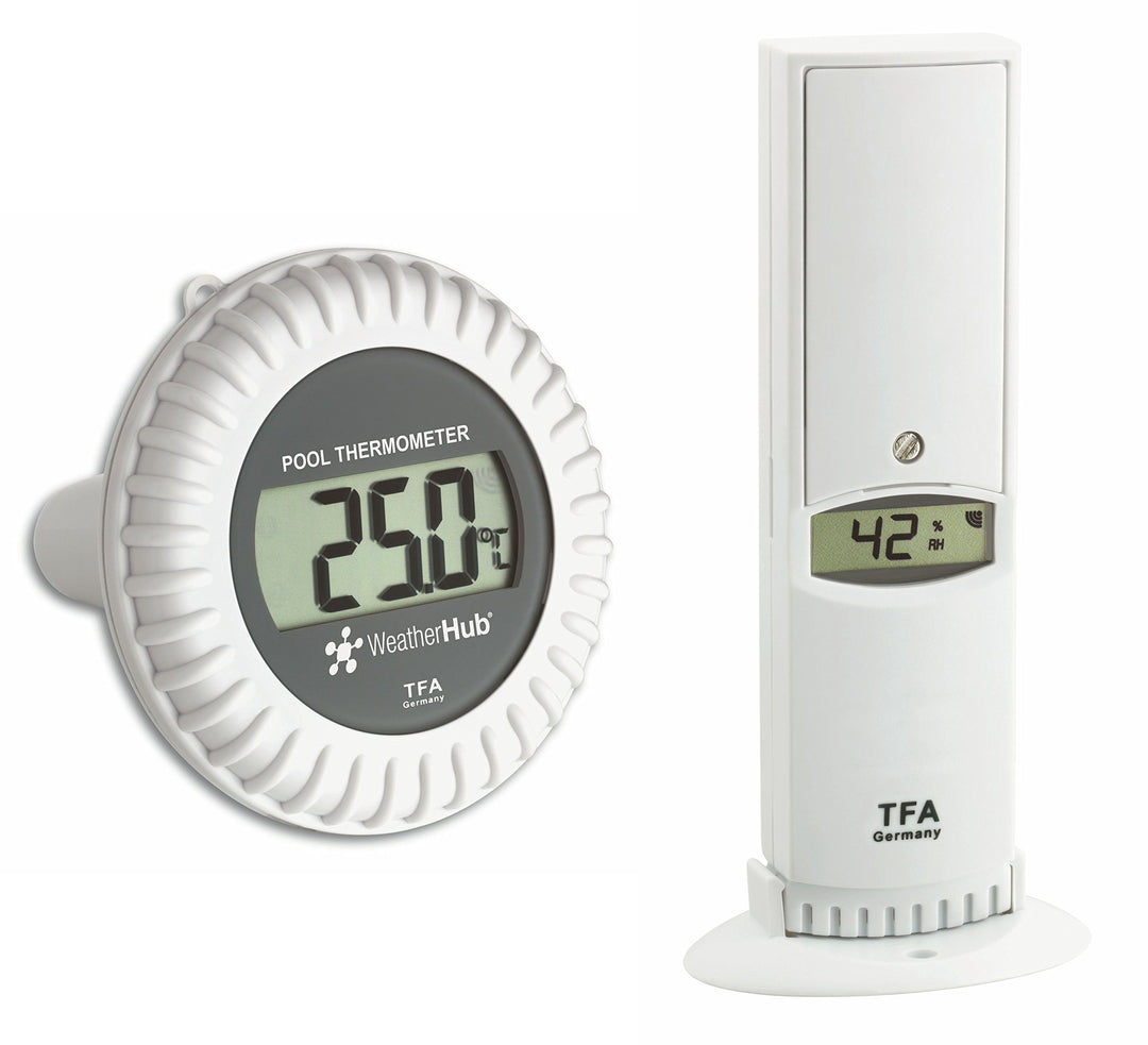 TFA Dostmann Weatherhub Thermo-Hygro-Sender mit Poolsender, 30.3310.02, Smarthome, Kontrolle der Tem