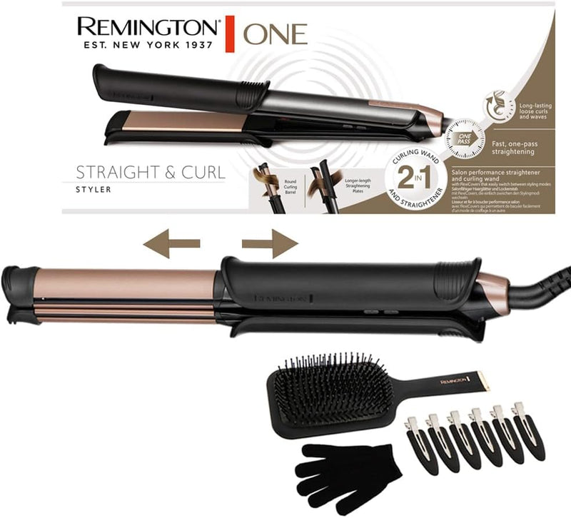 Remington ONE Glätteisen & Lockenstab [2in1 Multistyler] Glätt-/Lockenmodus mit zuschaltbarer beheiz