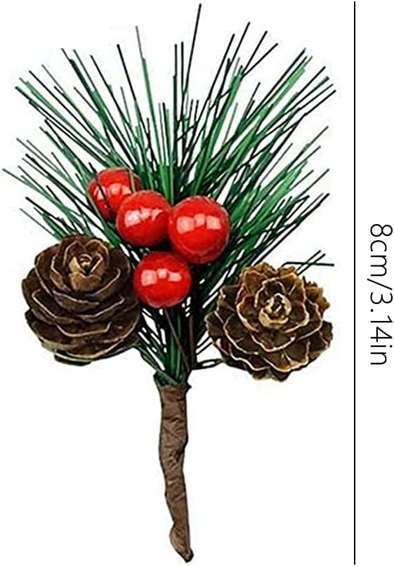 WideSmart 32 Stück Kleine künstliche Tannenzweige, Weihnachtsbeeren Tannenzweige Künstliche Kiefernz