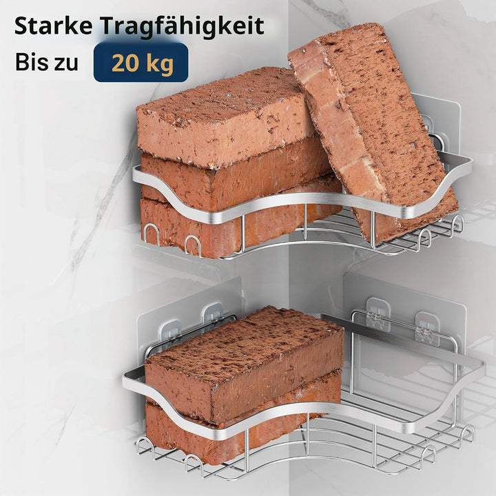 Duschablage Ohne Bohren Badezimmer Organizer 4 Stück Rostfreie | Duschregal Ecke Mit Haken Seifensch