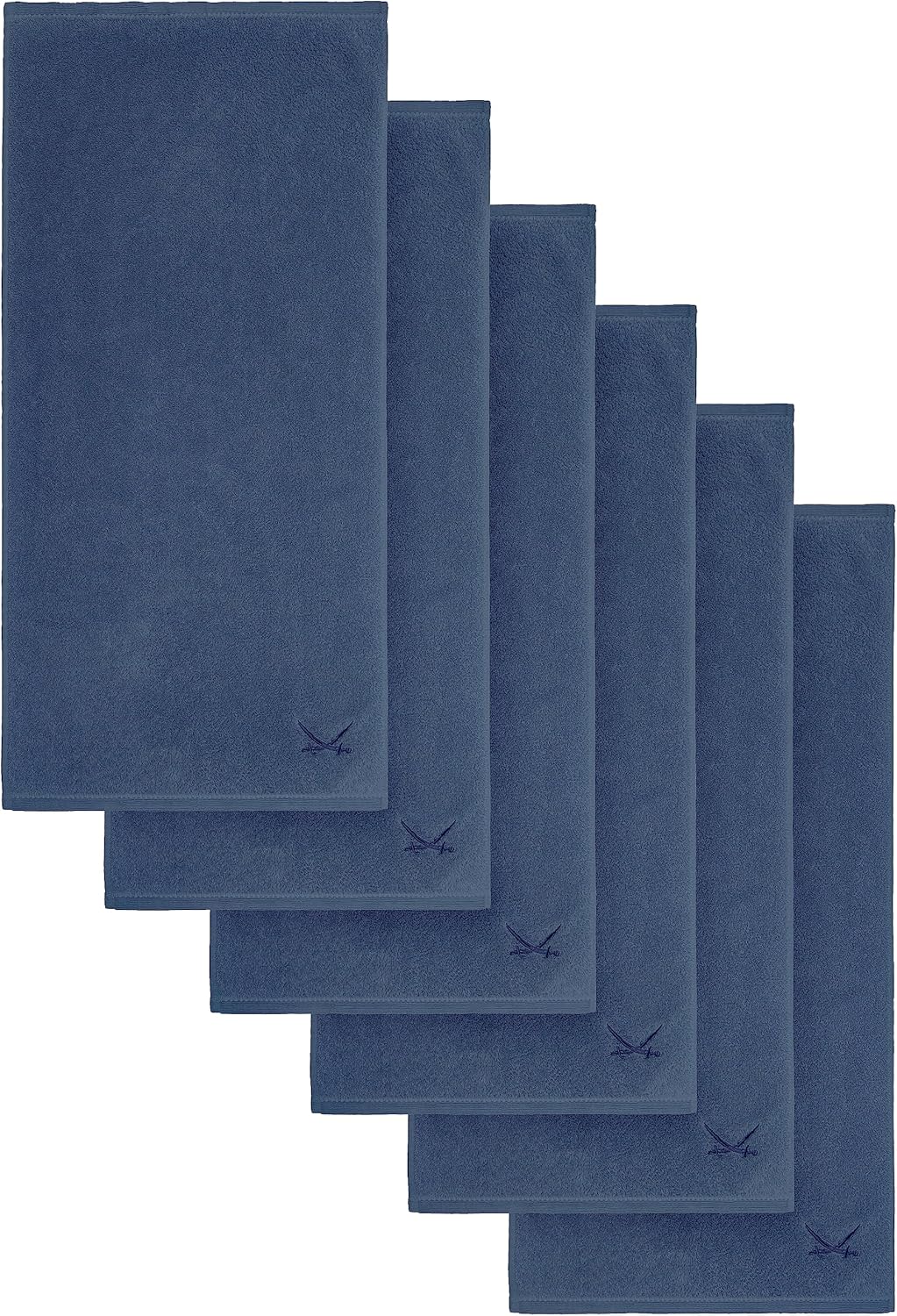 Sansibar Handtuch mit gesticktem Säbel Logo Badtuch 100% Baumwolle 50x100 cm (6er Set, Blau) 6er Set