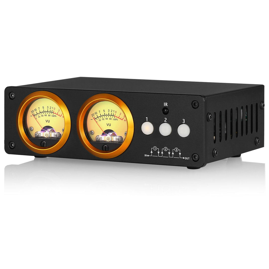 Douk Audio L3 3-Kanal Loop Switcher Audio Selektor Box Duales VU Meter Splitter with IR Remote