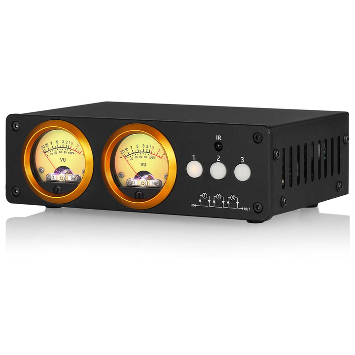Douk Audio L3 3-Kanal Loop Switcher Audio Selektor Box Duales VU Meter Splitter with IR Remote