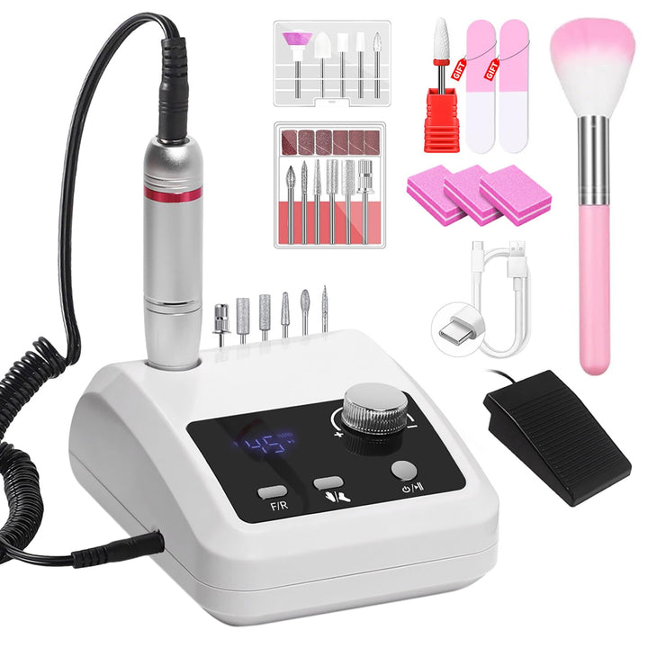 CozyZen Elektrische Nagelfräser Professional: 45000 U/min Nagelpflege-Kit mit LCD-Display, Hand- & F