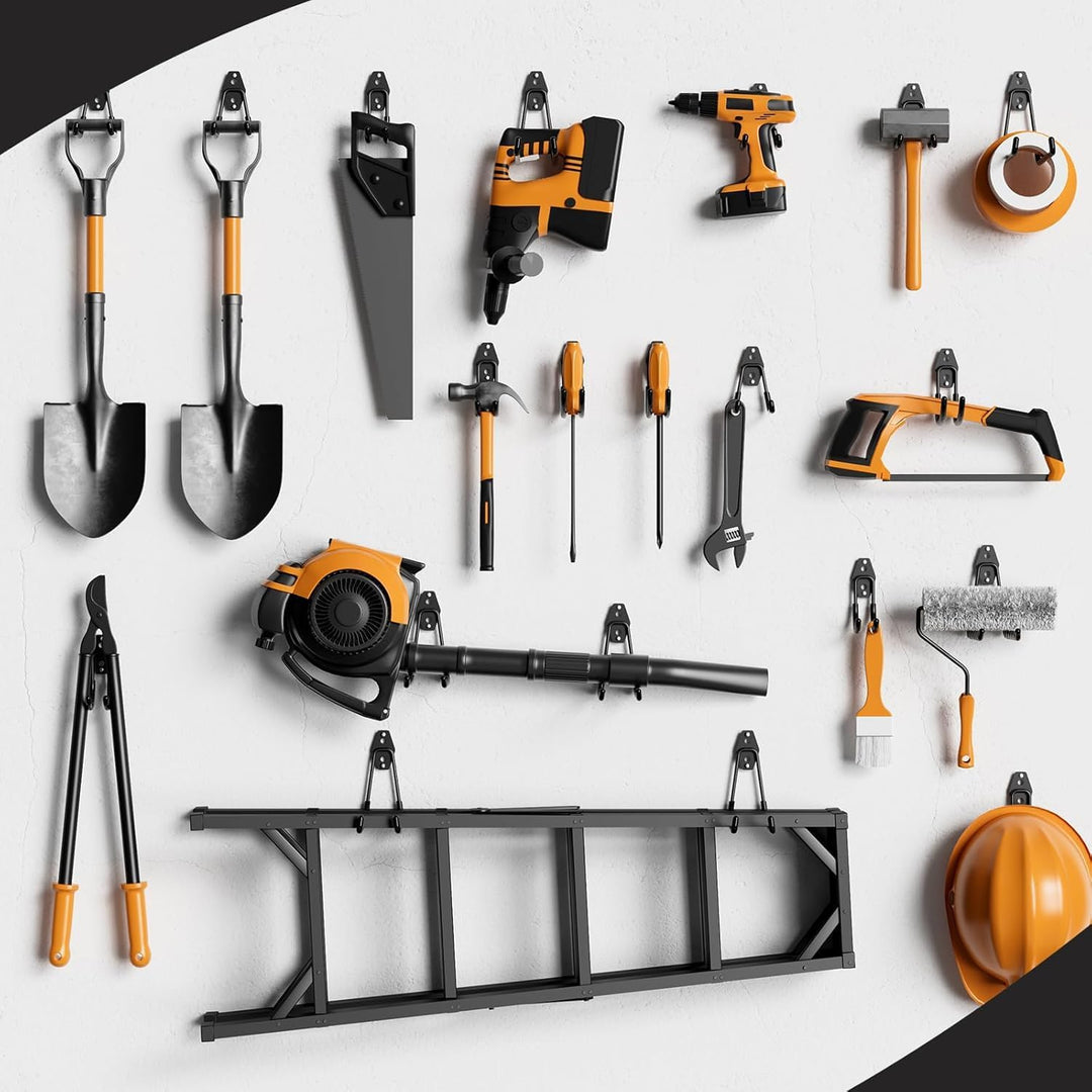 Kitmiido 12er Set Wandhaken für Garage | Schwerlast Doppelhaken | Platzsparende Aufbewahrung für Wer