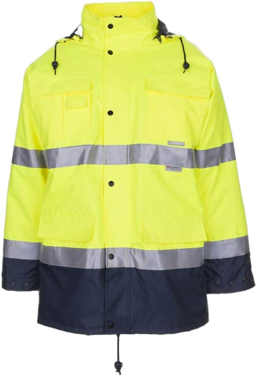 Planam Grösse 4XL Herren Warn-/Wetterschutz Parka 2-farbig gelb marine Modell 2057 4XL Gelb, Marine,